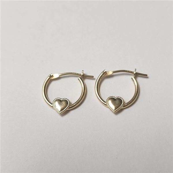 14K Yellow Gold Heart Mini Hoop  Earrings (~Size )(Ring is resizable for $40) (~length inches), Sugg