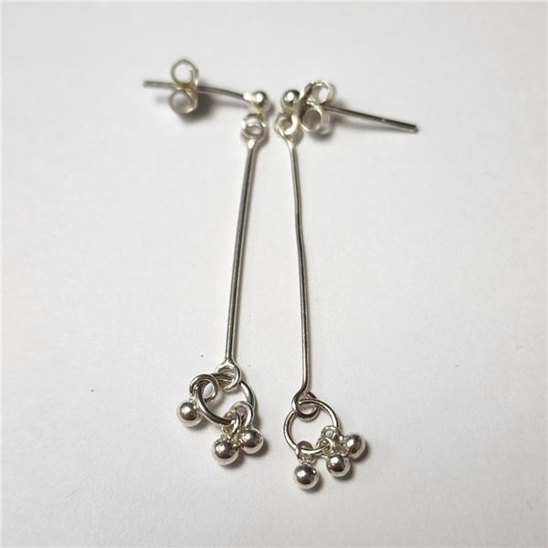 Silver  Earrings (~Size )(Ring is resizable for $40) (~length inches), Suggested Retail Value $40
