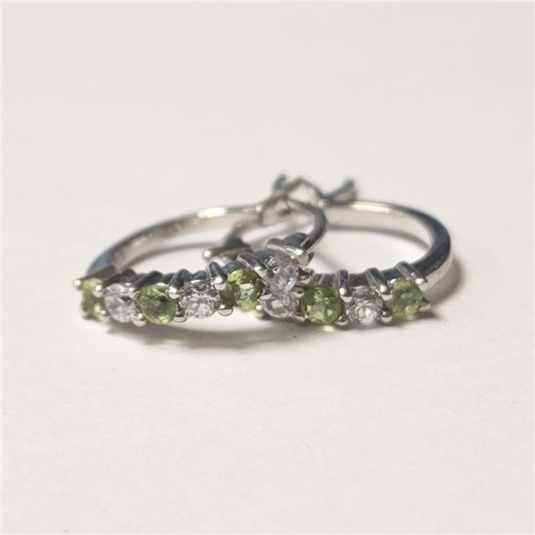 Silver Peridot Hoop  Earrings (~Size )(Ring is resizable for $40) (~length inches), Suggested Retail