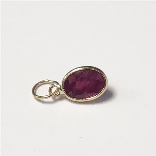 10K Yellow Gold Genuine Ruby(1.2ct) Pendant (~weight 0.37g), Appraised Retail $780
