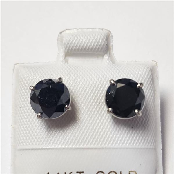 14K White Gold Black Diamond(2.6ct) Earrings  (~weight 1.41g), Made in Canada, Appraised Retail $214