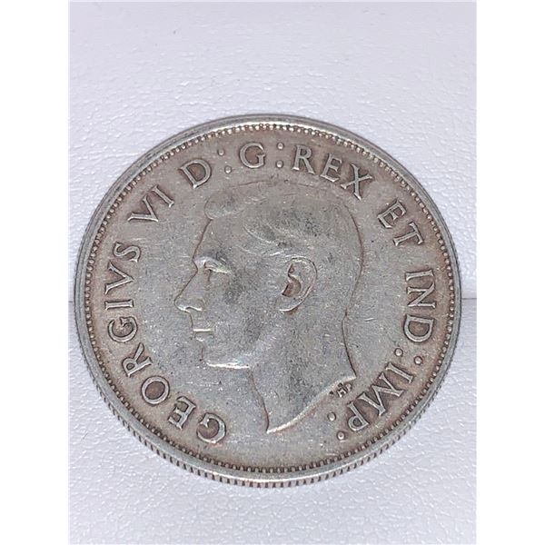 Vintage Canadian King George VI 1943 Silver 50 cent Coin