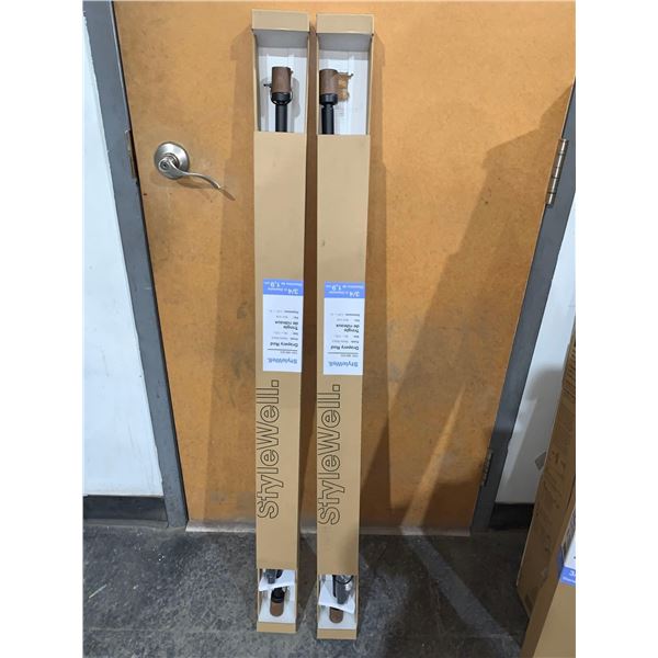 Style Well Drapery Rods Matte Black 66"-120"  3/4" Diameter Lot of 2