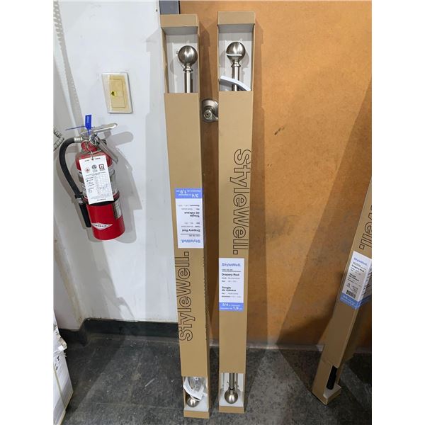 StyleWell Drapery Rod Brushed Nickle 66"-120" 3/4" Diameter Lot of 2