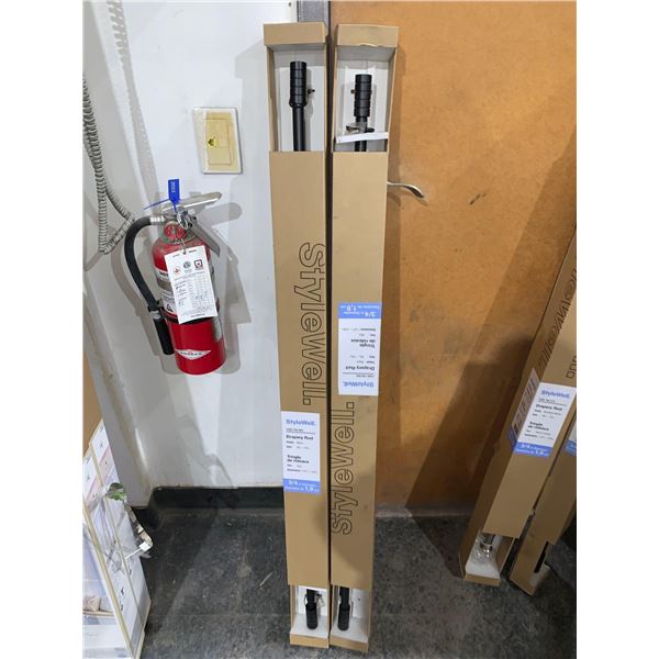 Style Well Drapery Rod Black 66"-120"  3/4" Diameter Lot of 2