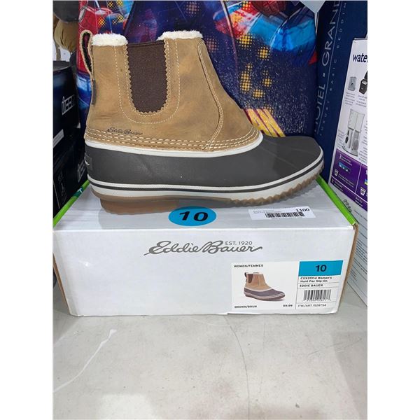 Eddie Bauer Womens Brown Hunt Pac Slip on Boot Size 10