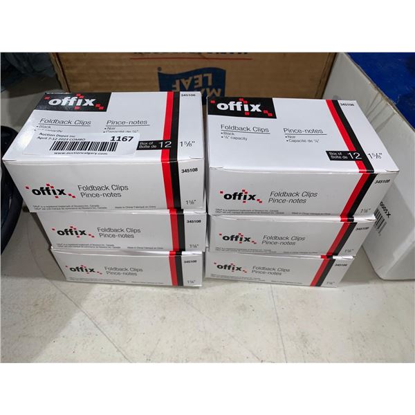 Offix FoldBack Clips 1 5/8" Black 12 pack x's 6 boxes