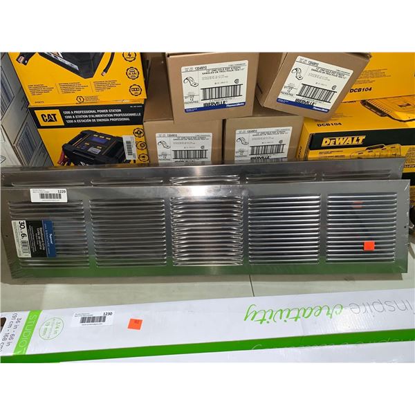 Baseboard Grill 30"x6" Louvered Design Plated Metal Lot of  2