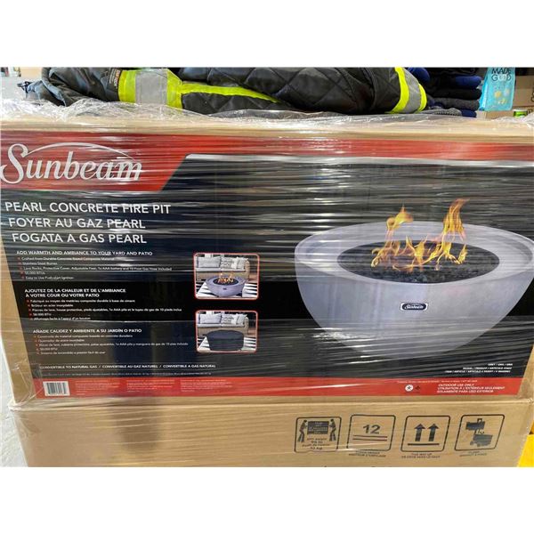 NEW Sunbeam Pearl Concrete Fire Bowl 31.5" x 31.5" x 14.5" Propane or Natural Gas