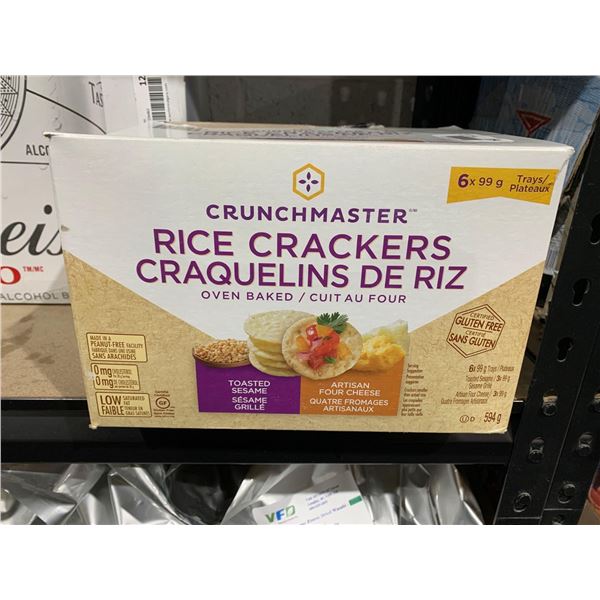 Crunch Master Rice Crackers 6 x 99g trays 2 Flavors