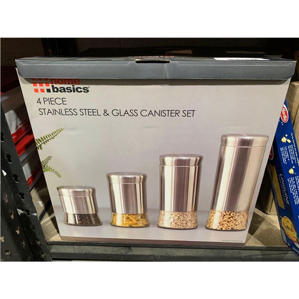 Home Basics 4 Pc Stainless Steel & Glass Canister Set