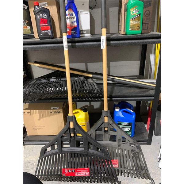 Lot of 2 - Craftsman 24" Wood Handle Leaf Rake