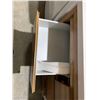 Image 2 : 4 Drawer Wood Finish with White Marble Single Sink Bathroom Vanity - White & Wood - Some Minor Damag