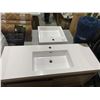 Image 3 : 4 Drawer Wood Finish with White Marble Single Sink Bathroom Vanity - White & Wood - Some Minor Damag