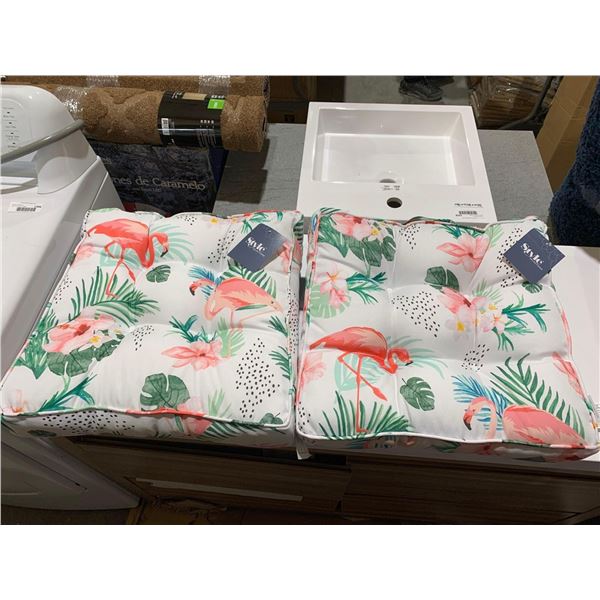 Lot of 2 Style Selections Flamingo Patio Chair Cushions