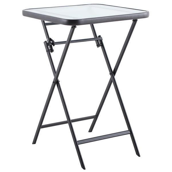Style Selections Pelham Bay Folding Table - Steel and Glass - 29-in x 23 1/2-in