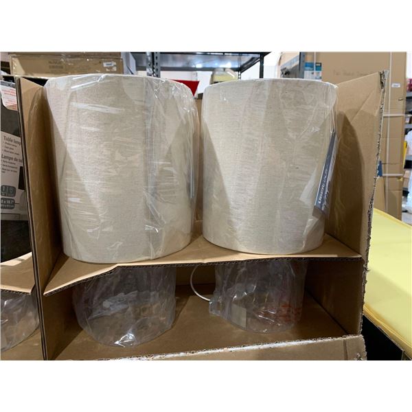 Uber Haus Table Lamp Clear Glass Base ND Linen Fabric Shade - Lot of 2