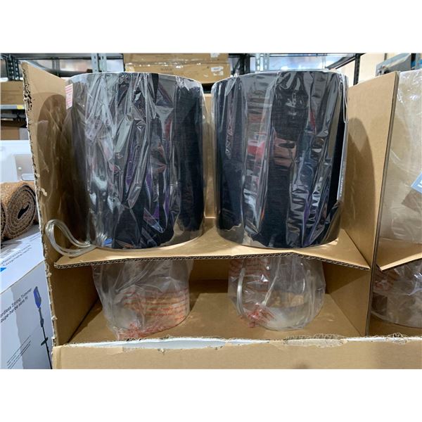 Uber Haus Table Lamp Clear Glass Base ND Linen Fabric Shade - Lot of 2