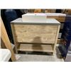 Image 2 : Two Drawer & 1 Shelf Wood Finish Vanity with Raised Square Sink Basin - 35WX20DX36"T
