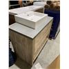 Image 5 : Two Drawer & 1 Shelf Wood Finish Vanity with Raised Square Sink Basin - 35WX20DX36"T