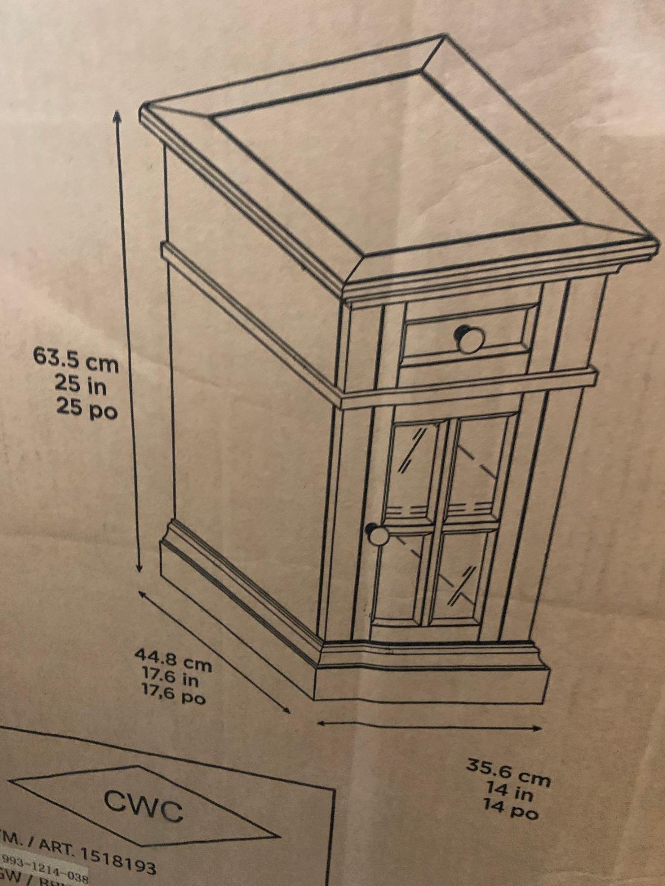 Tresanti Chairside Table with Power Outlets and Usb Charging Ports White