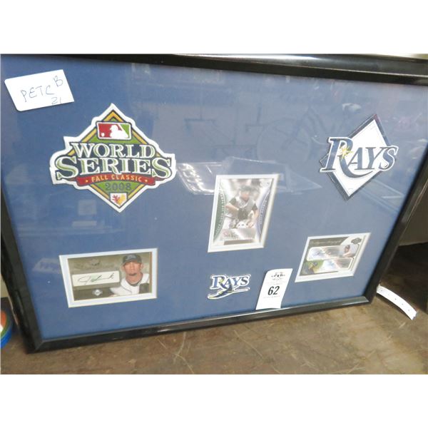 Framed Autographed TB Rays Trading Cards and Patches