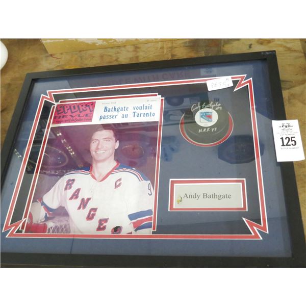 Shadow Box Andy Bathgate Photo w/Autographed Hockey Puck