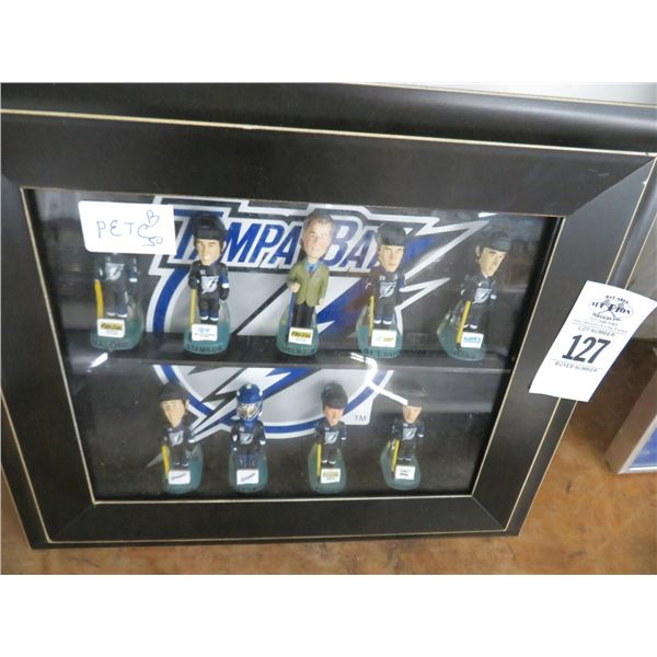 Framed Shadow Box w/Hockey Player Figurines