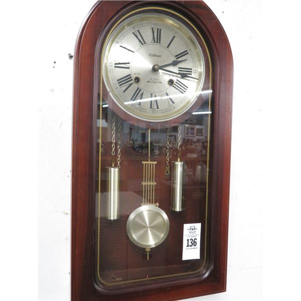 Waltham Mahogany 31 Day Chime Pendulum Wall Clock