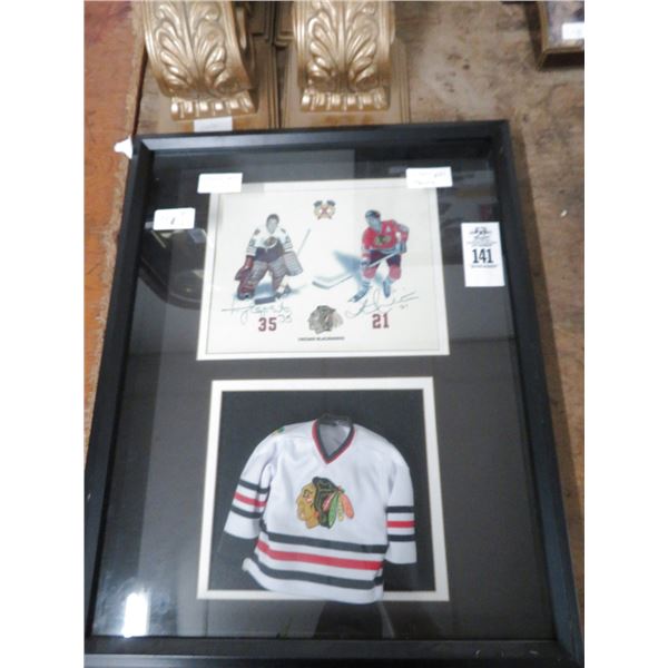 Shadow Box w/Tony Esposito and Stan Mikata Print, Mini Jersey - 21" x 17"