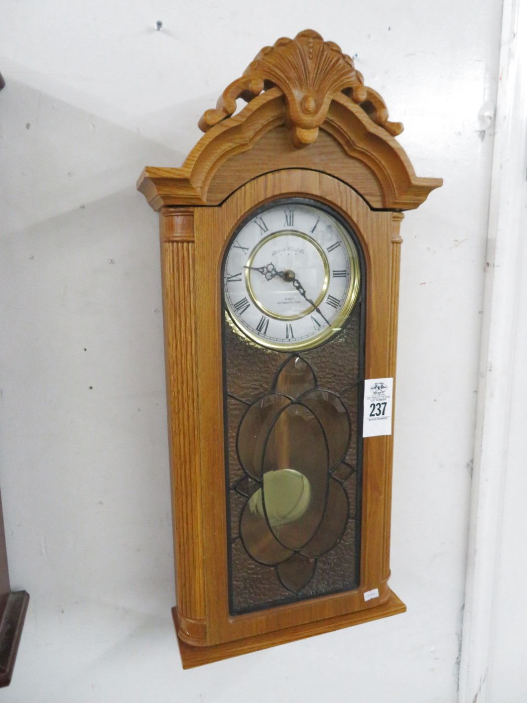 Boston Clock CO. Oak Pendulum Chime Wall Clock