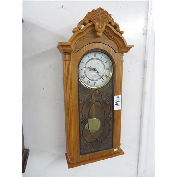 Boston Clock CO. Oak Pendulum Chime Wall Clock