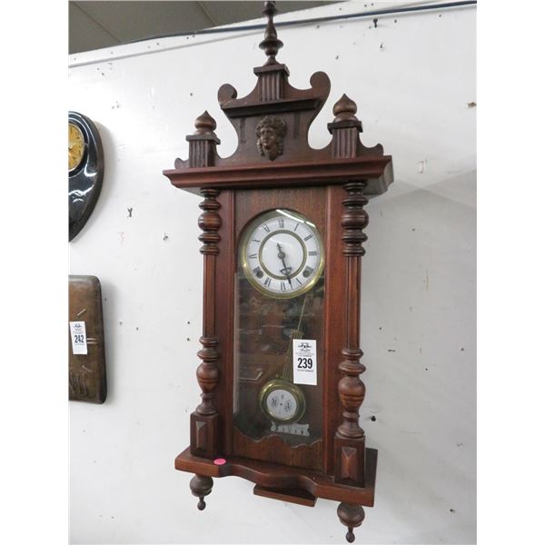 Mahogany Figural Pendulum Wall Clock