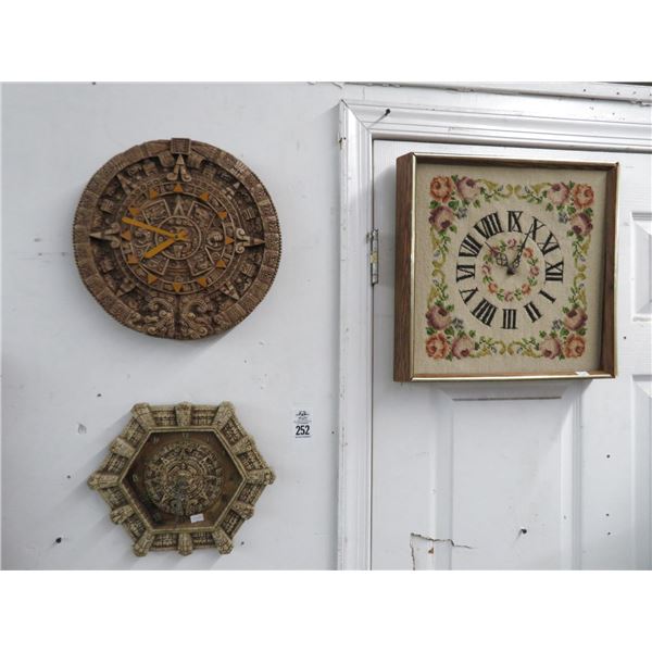 3-Aztex, Needle Point Wall Clock - 3 X $