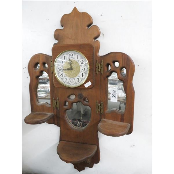 Oak Carved Mirror Wall Clock