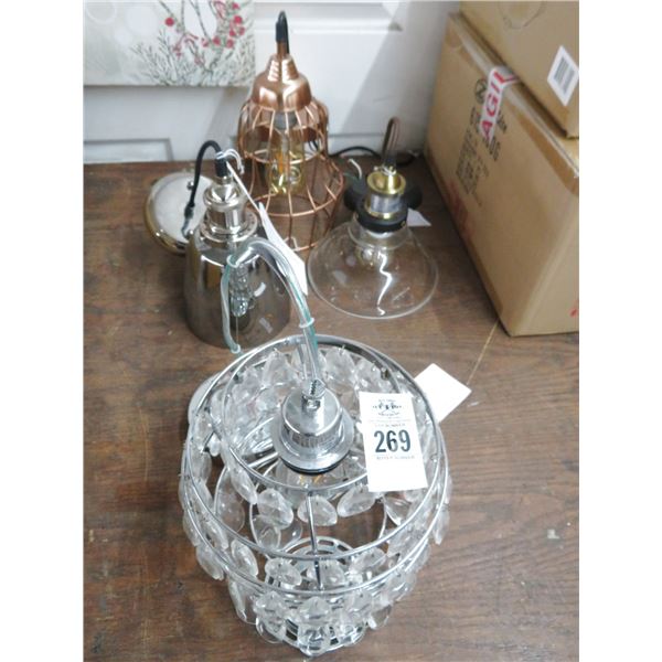 4-Dome, Crystal Pendant Light - 4 X $