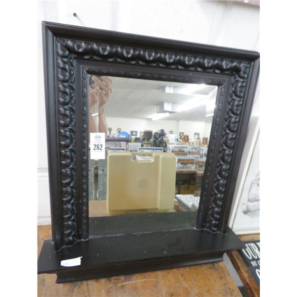 Carved Wood Framed With Mantle, Beveled Mirror - No Shipping