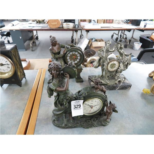 3-Crosa Resin Figural Clocks - 3 X $