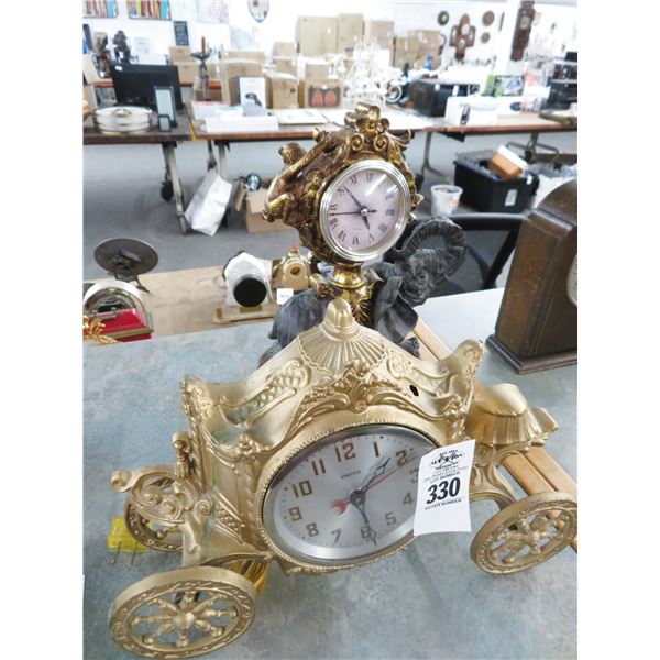 United Mixed Metal Stage Coach Clock