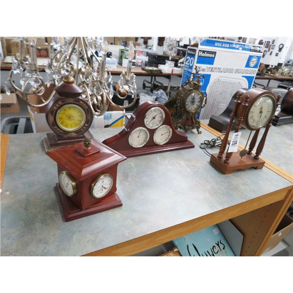 5-Barometer Clock, Pendulum Clock or Mixed Metal Mantle Clock - 5 X $