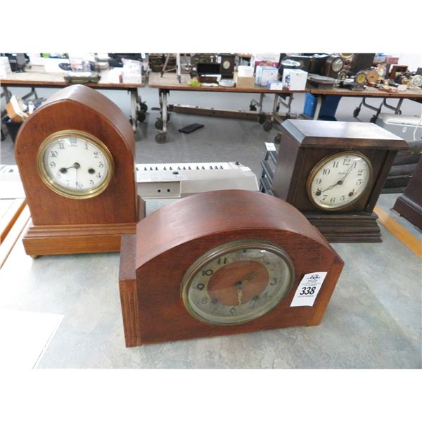 3-Engraham or Other Wood Mantle Clock - 3 X $