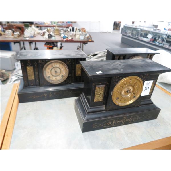 5-Carved Wood Brass Accent Mantle Clock - 5 X $