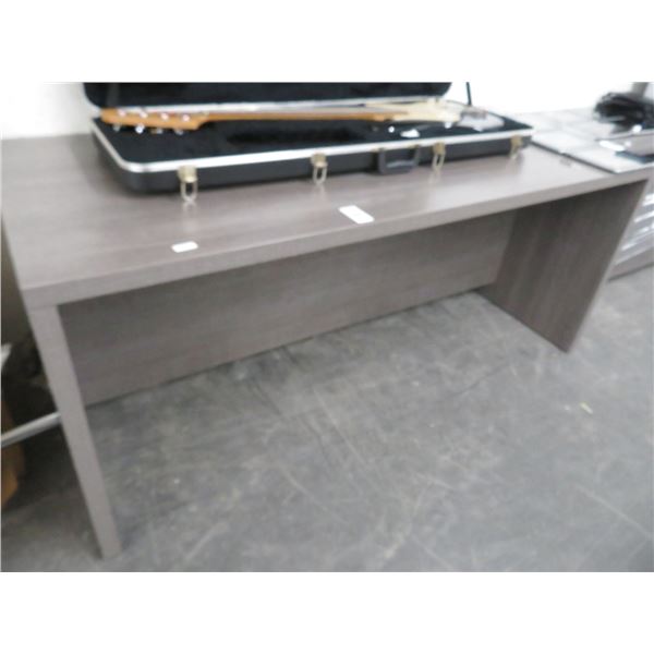 Grey Wood Desk w/Credenza