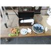 Image 1 : Lot of Collector Plates, Wood Box, Tripod and Décor