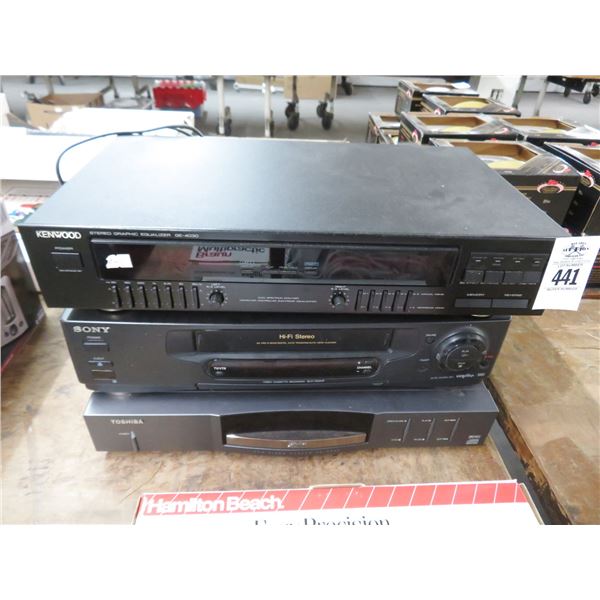 Kenwood Equalizer, Sony VHS Player and Toshiba DVD Player