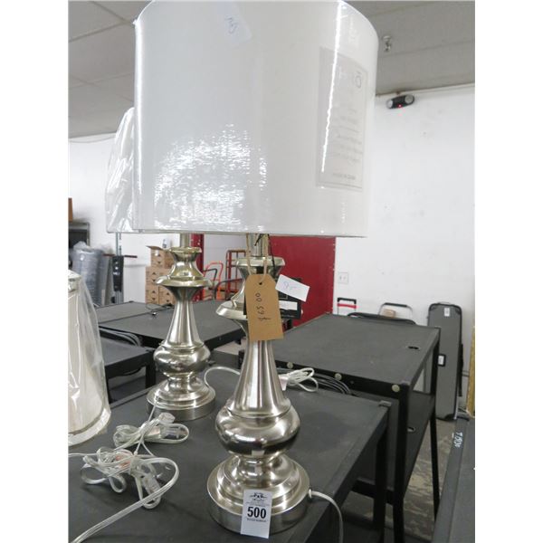 2-Brushed Nickel Table Lamps - 2 X $