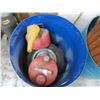 Image 2 : Plastic Bucket w/Wheels and Gas Can