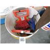 Image 1 : Bucket of Chalk Gun, Tape Measure, Saw and Brackets