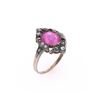 Image 8 : Rare Early Antique Ruby & Diamond 14k Gold Ring
