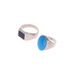 Image 2 : C. 1970's Mexican Sterling Onyx & Turquoise Rings